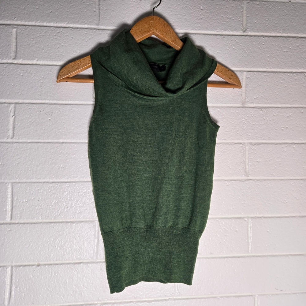 The Limited Cowl Neck Sweater Small Kelly Merino Wool Blend Office Career Fall‎